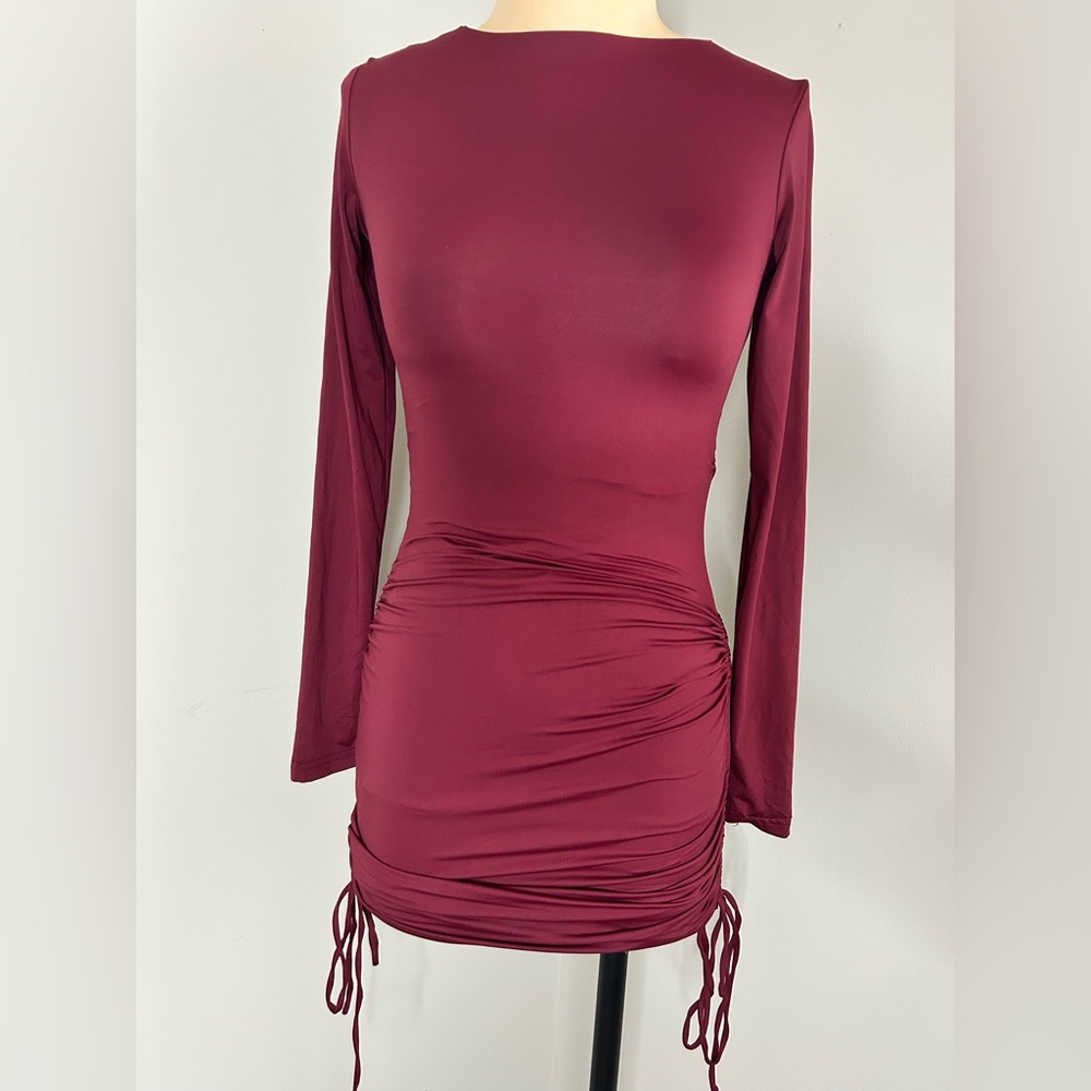 Meshki Wine Long Sleeve Dress